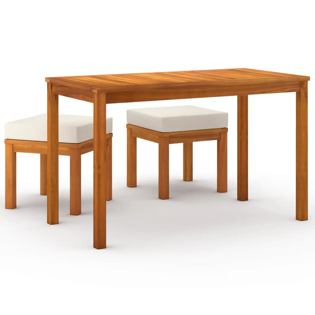 Ensemble à manger de jardin 3 pcs | Mobilier d’extérieur et coussins Acacia solide Maison Chic