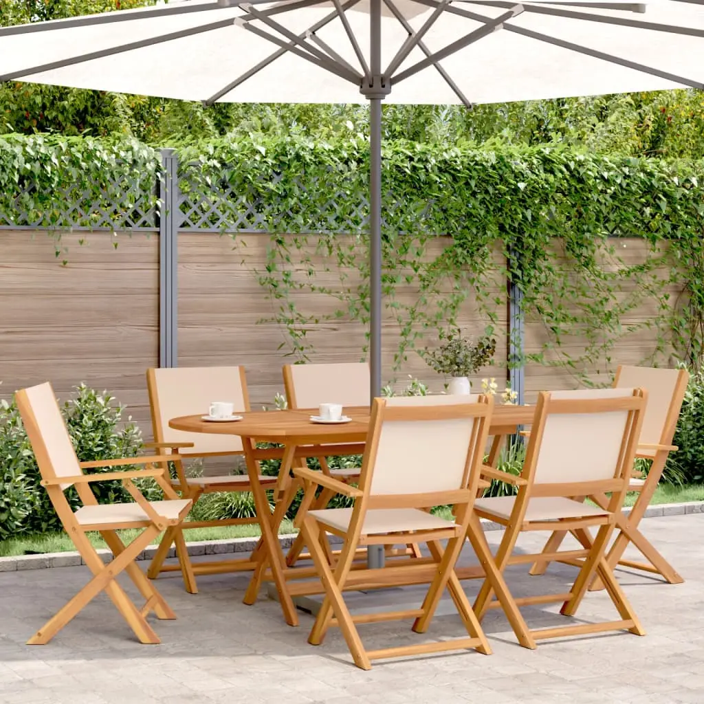 Ensemble à manger de jardin 7 pcs beige tissu et bois massif vidaXL 3281715