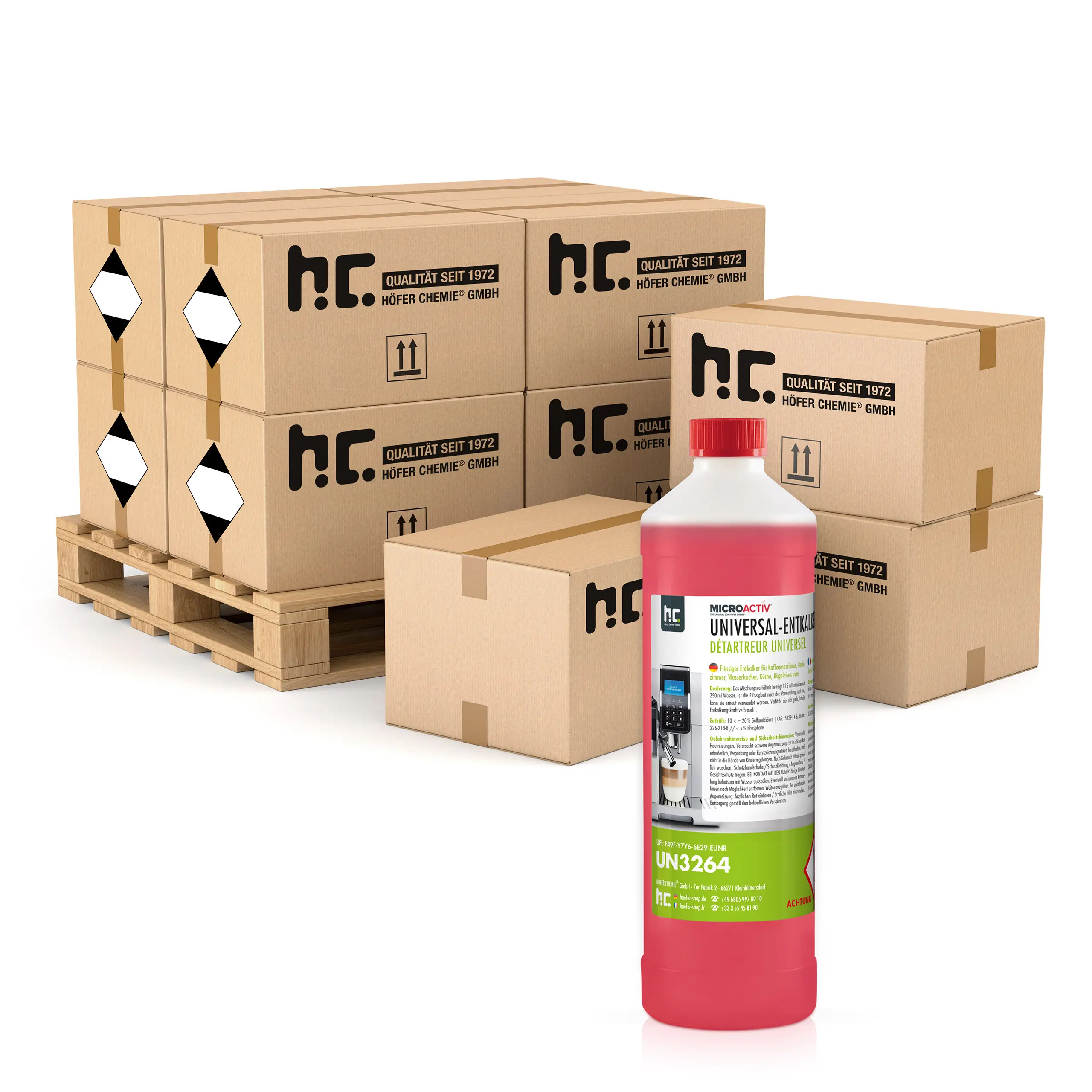 Détartrant universel Microactiv® avec indicateur de couleur en bouteille de 1 L x 240