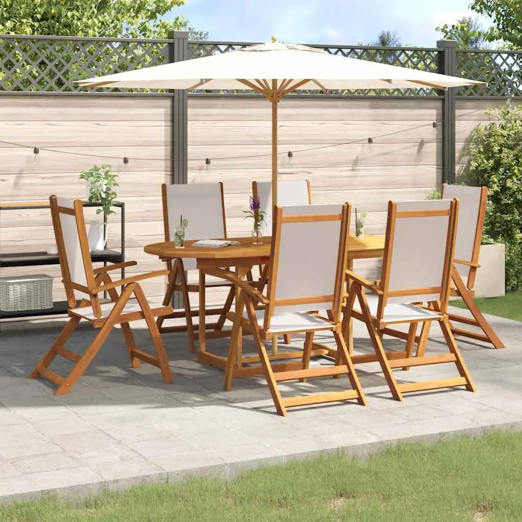 Ensemble à Manger de jardin 7pcs bois d’acacia solide textilène vidaXL 3279295