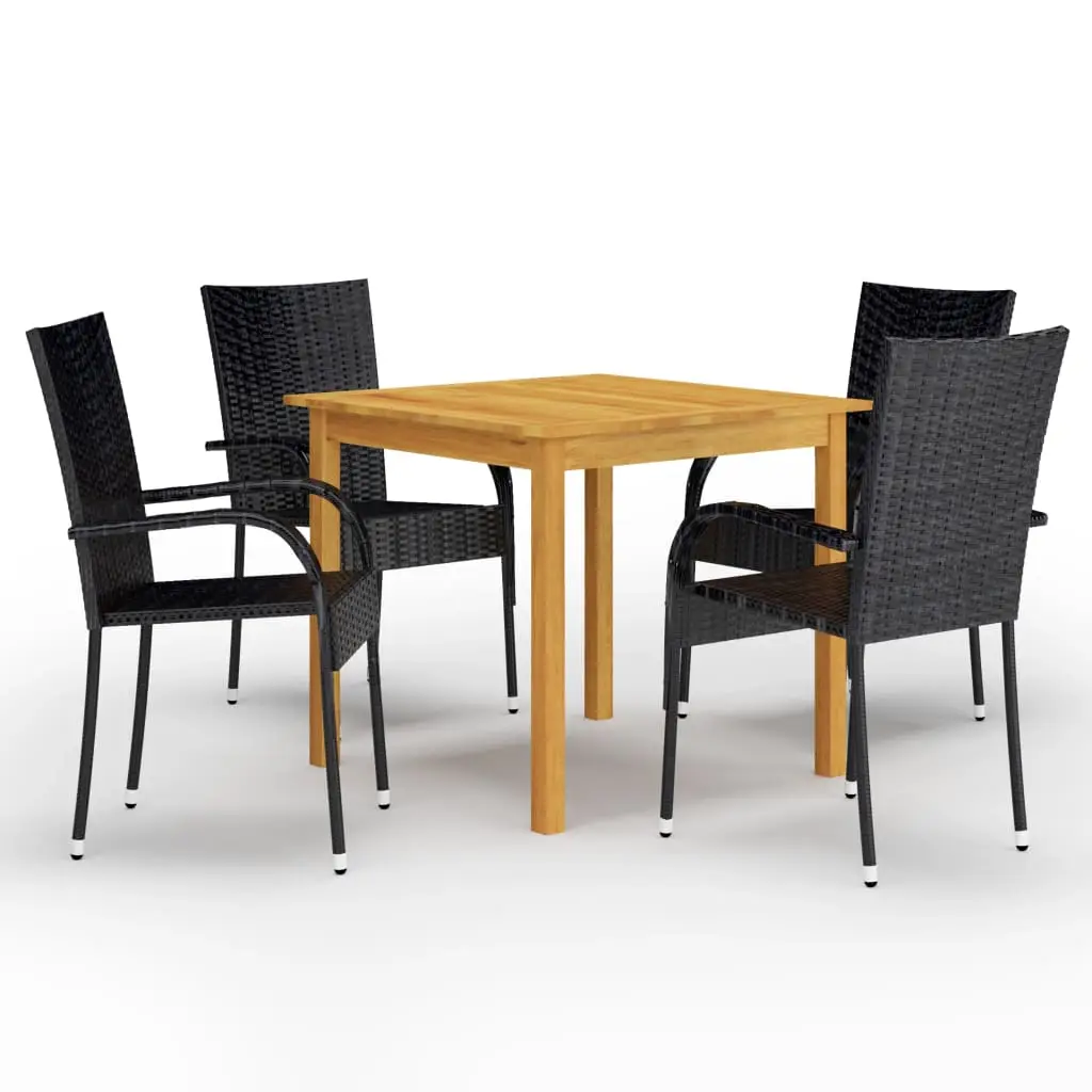 Ensemble à manger de jardin 5 pcs Noir vidaXL 3067693