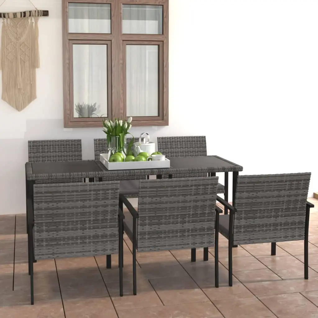 Ensemble à manger de jardin 7 pcs Résine tressée Gris vidaXL 3065715
