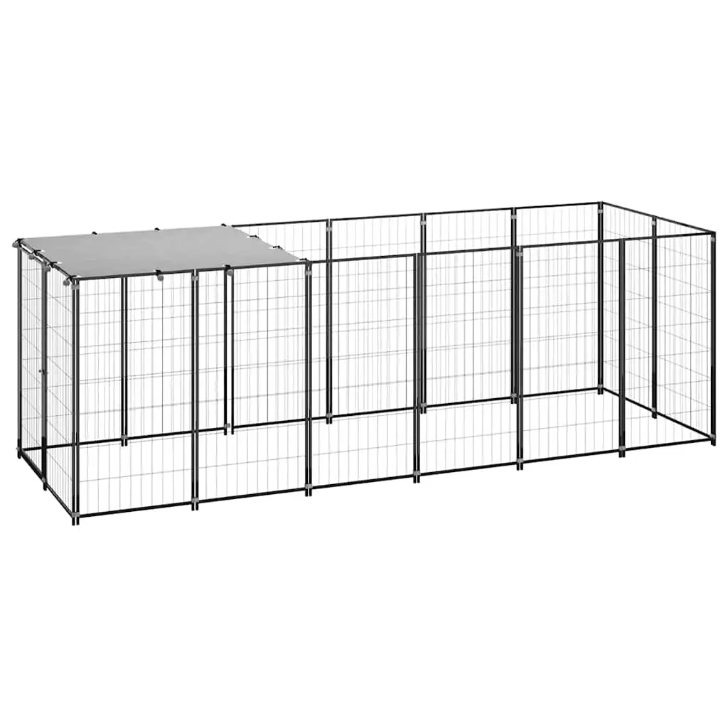 Enclos pour chien extérieur en acier avec toit pour jardin Noir 330x110x110 cm – ComfortXL Outdoor Living