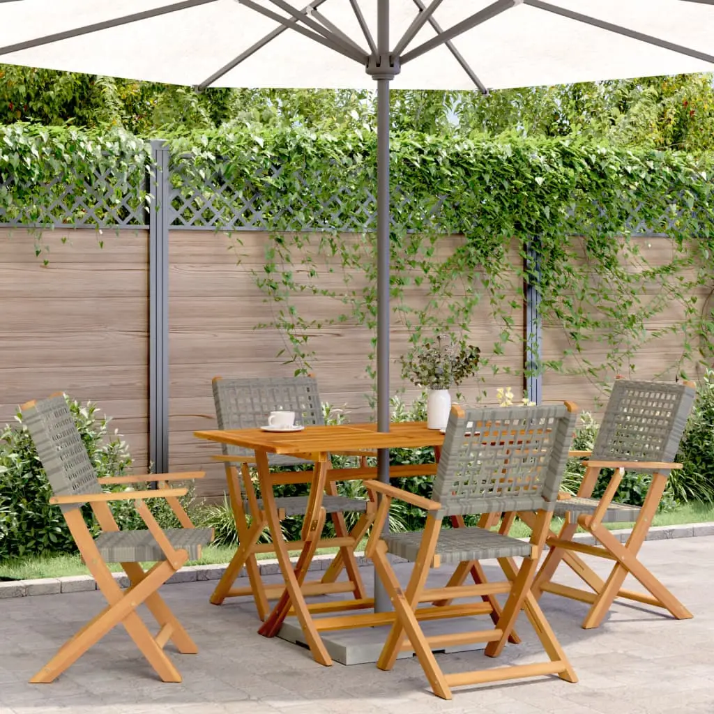 Ensemble à manger de jardin 5 pcs résine tressée et bois massif vidaXL 3281695