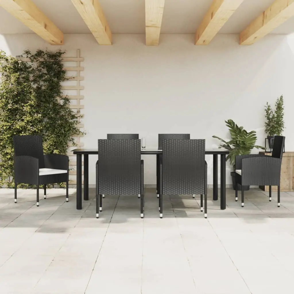 Ensemble à manger de jardin 7 pcs noir résine tressée et acier vidaXL 3203318