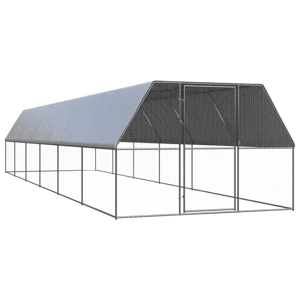 Enclos poulailler extérieur 3x12x2 m acier galvanisé avec bâche de toit – ComfortXL Outdoor Living
