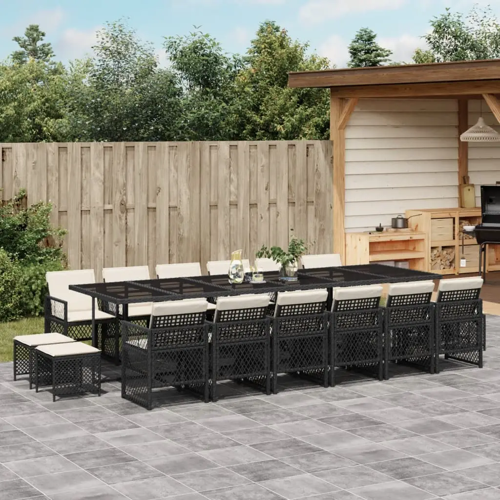 Ensemble à manger de jardin 17 pcs coussins noir résine tressée vidaXL 3210822