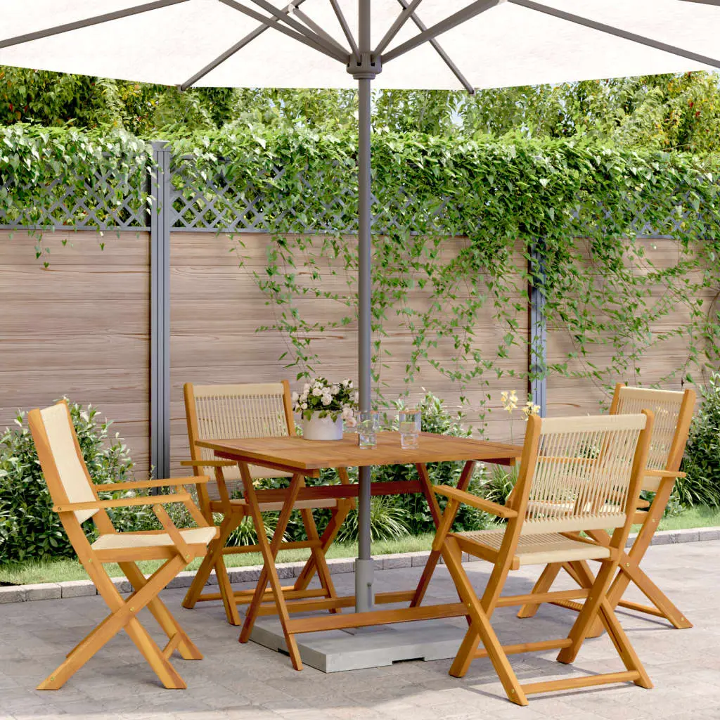 Ensemble à manger de jardin 5pcs beige polypropylène et bois vidaXL 3281831