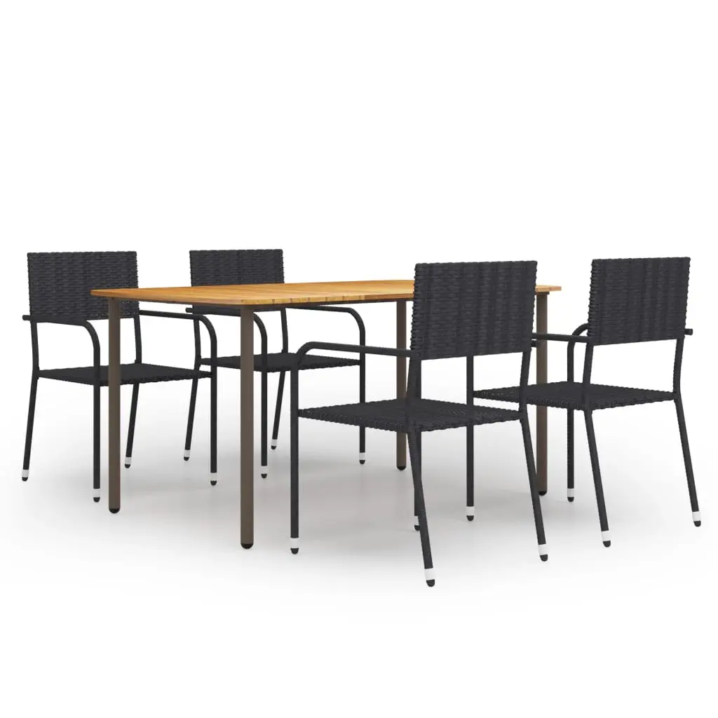 Ensemble à manger de jardin 5 pcs Résine tressée Noir vidaXL 3072497
