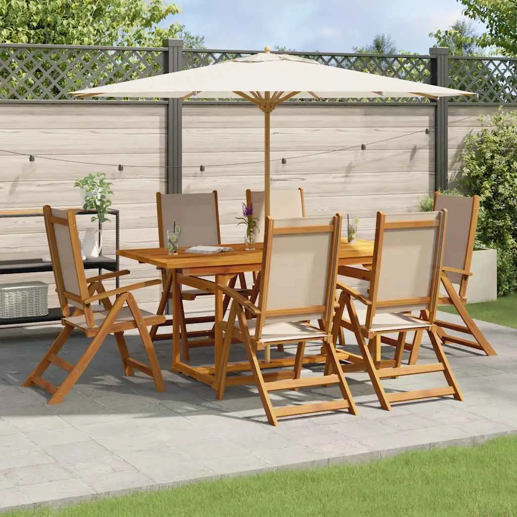 Ensemble à Manger de jardin 7pcs bois d’acacia solide textilène vidaXL 3279325