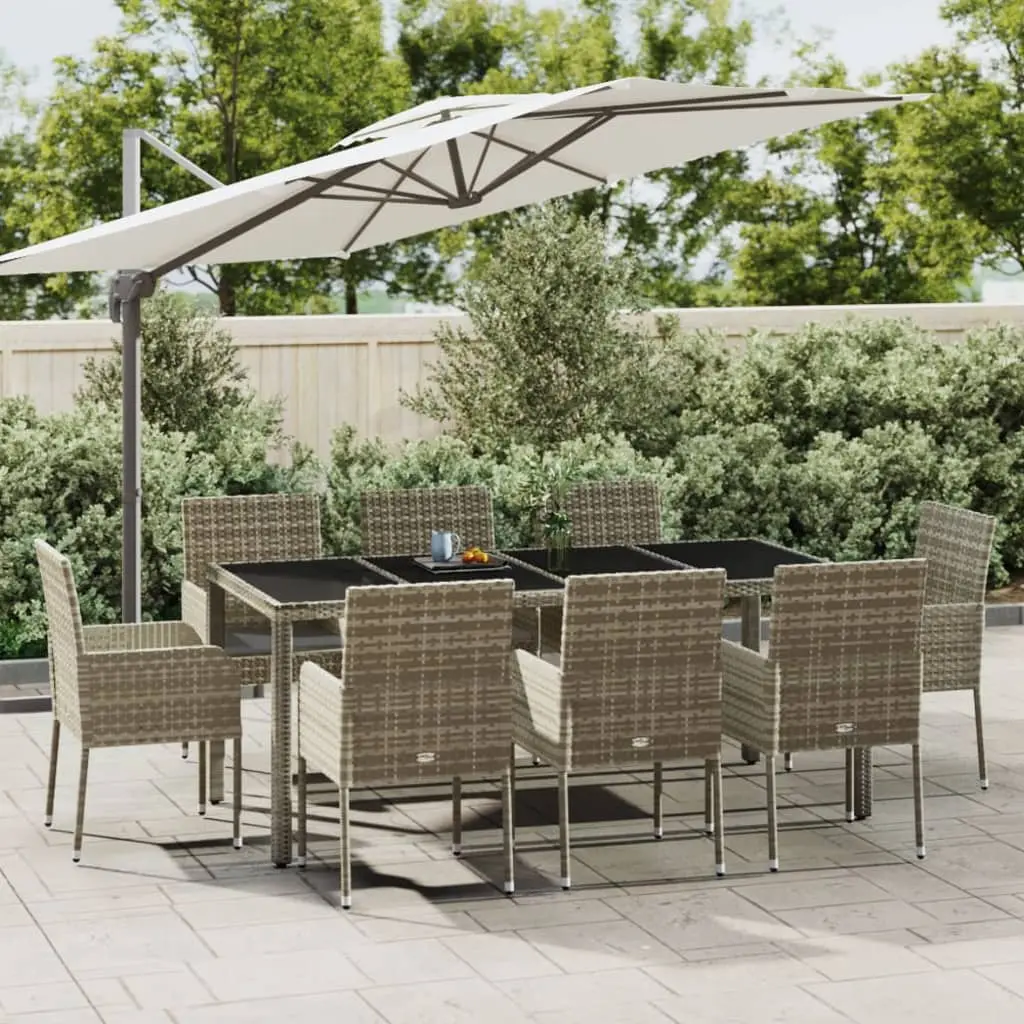 Ensemble à manger de jardin 9 pcs coussins gris résine tressée vidaXL 3185010