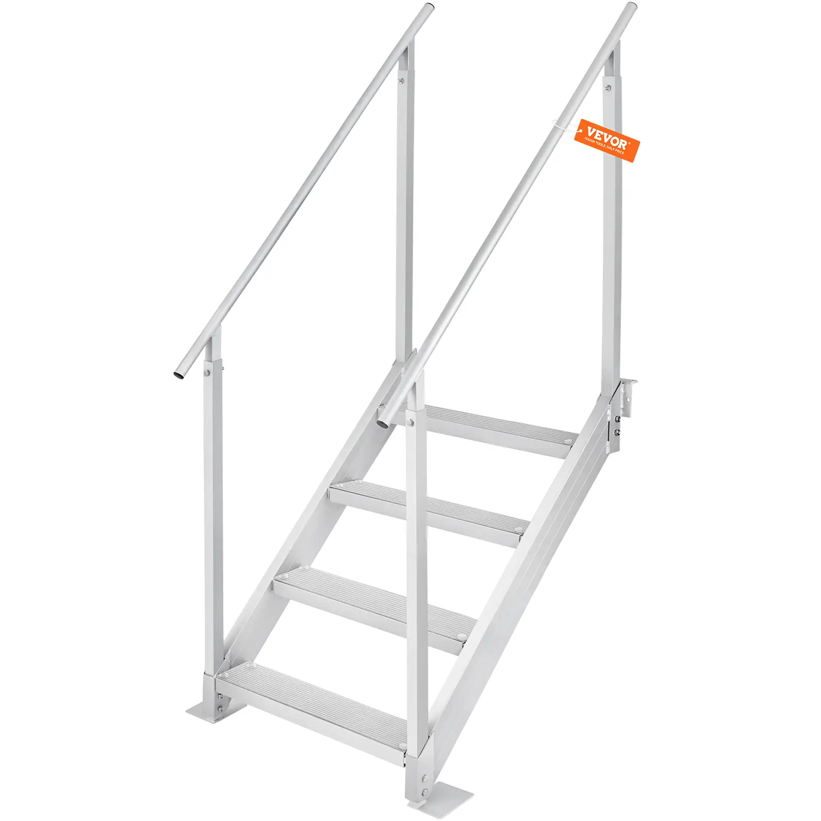 VEVOR Échelle de quai hauteur réglable 75-96cm, 4 marches aluminium, charge 226kg, pour bateaux, piscines.