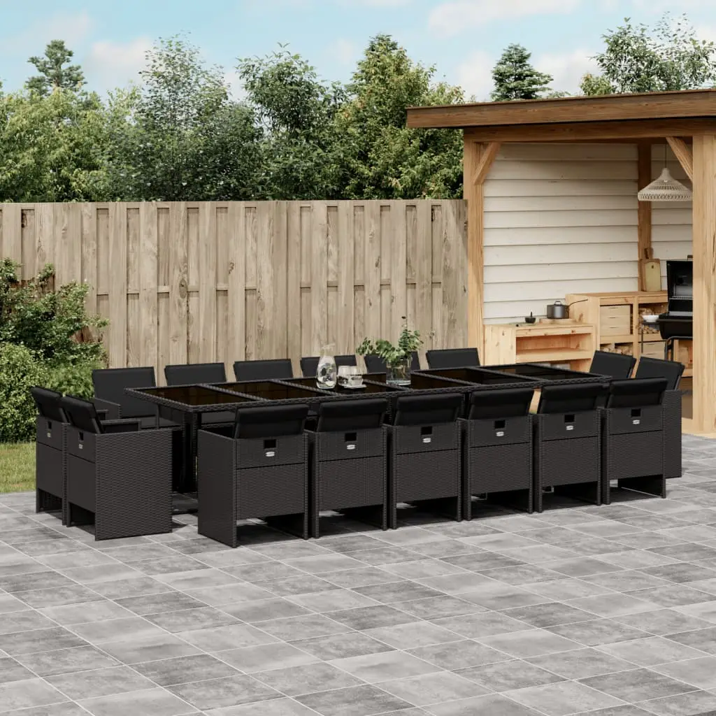 Ensemble à manger de jardin 17 pcs coussins noir résine tressée vidaXL 3210703