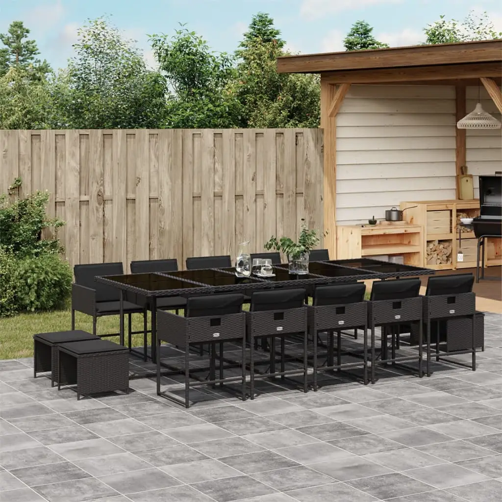 Ensemble à manger de jardin 15 pcs coussins noir résine tressée vidaXL 3211351