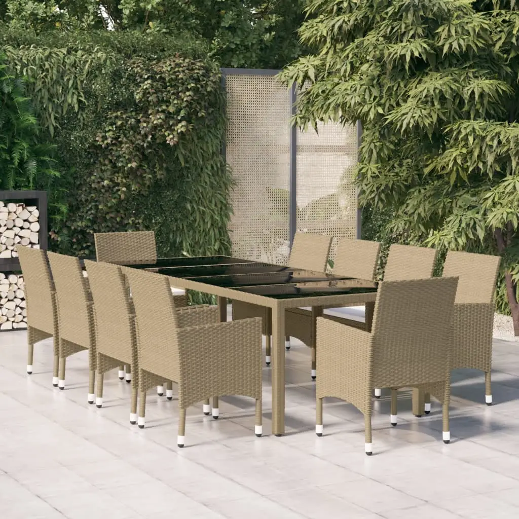Ensemble à manger de jardin 11pcs Résine tressée Beige vidaXL 3058574