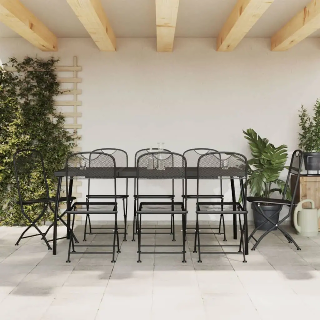Ensemble à manger de jardin 9 pcs anthracite métal maille vidaXL 3211815