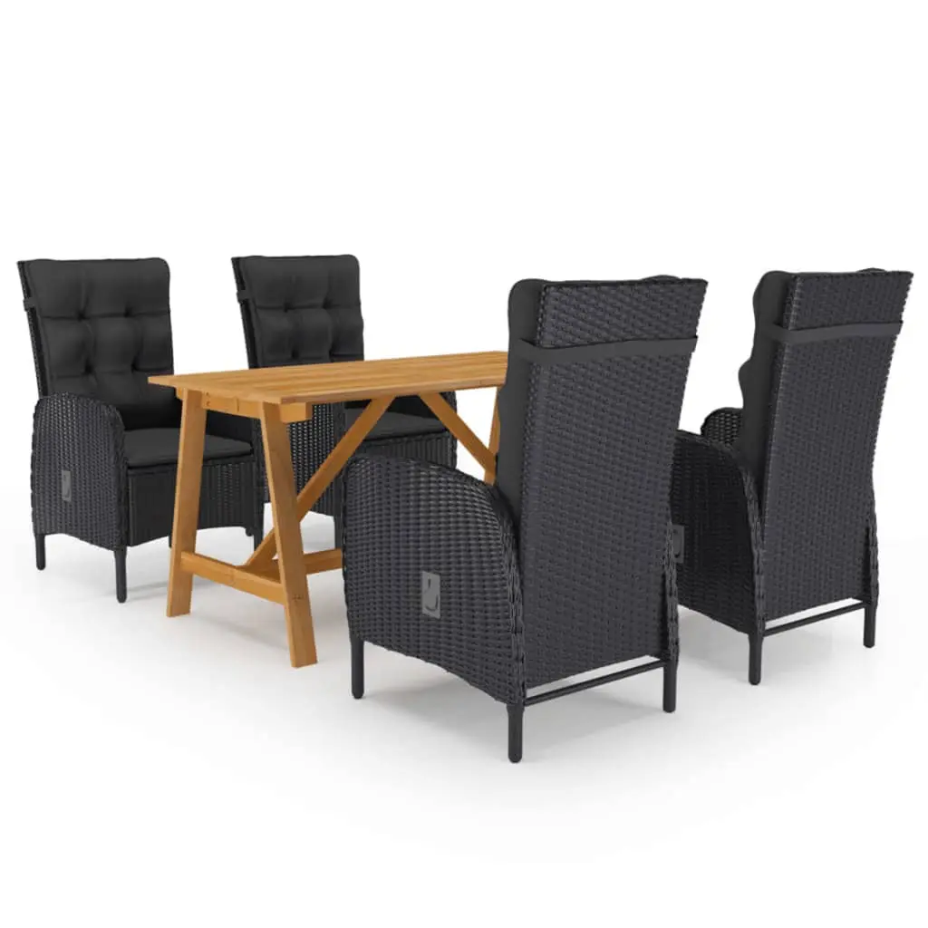 Ensemble à manger de jardin 5 pcs Noir vidaXL 3068742