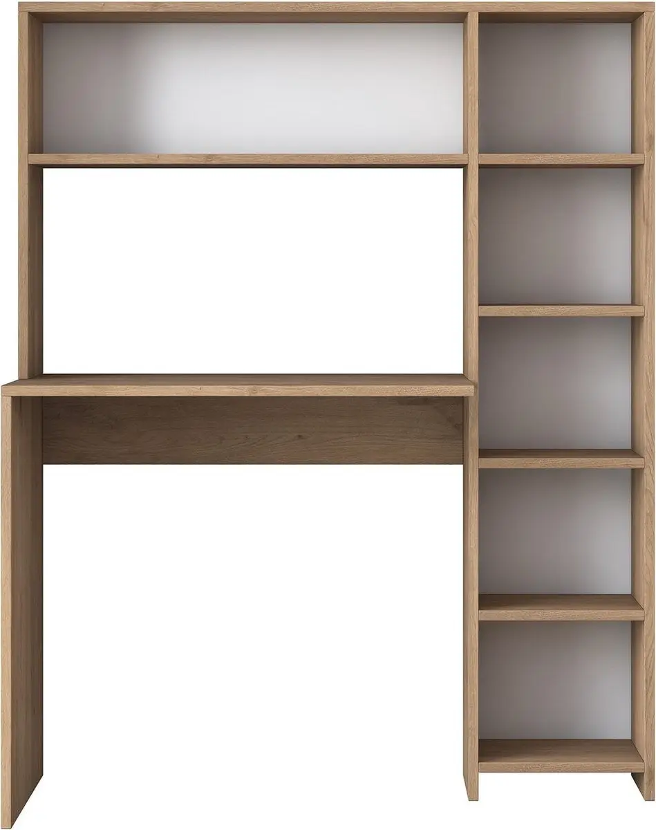 ensemble bureau et étagère deryn blanc et chêne clair
