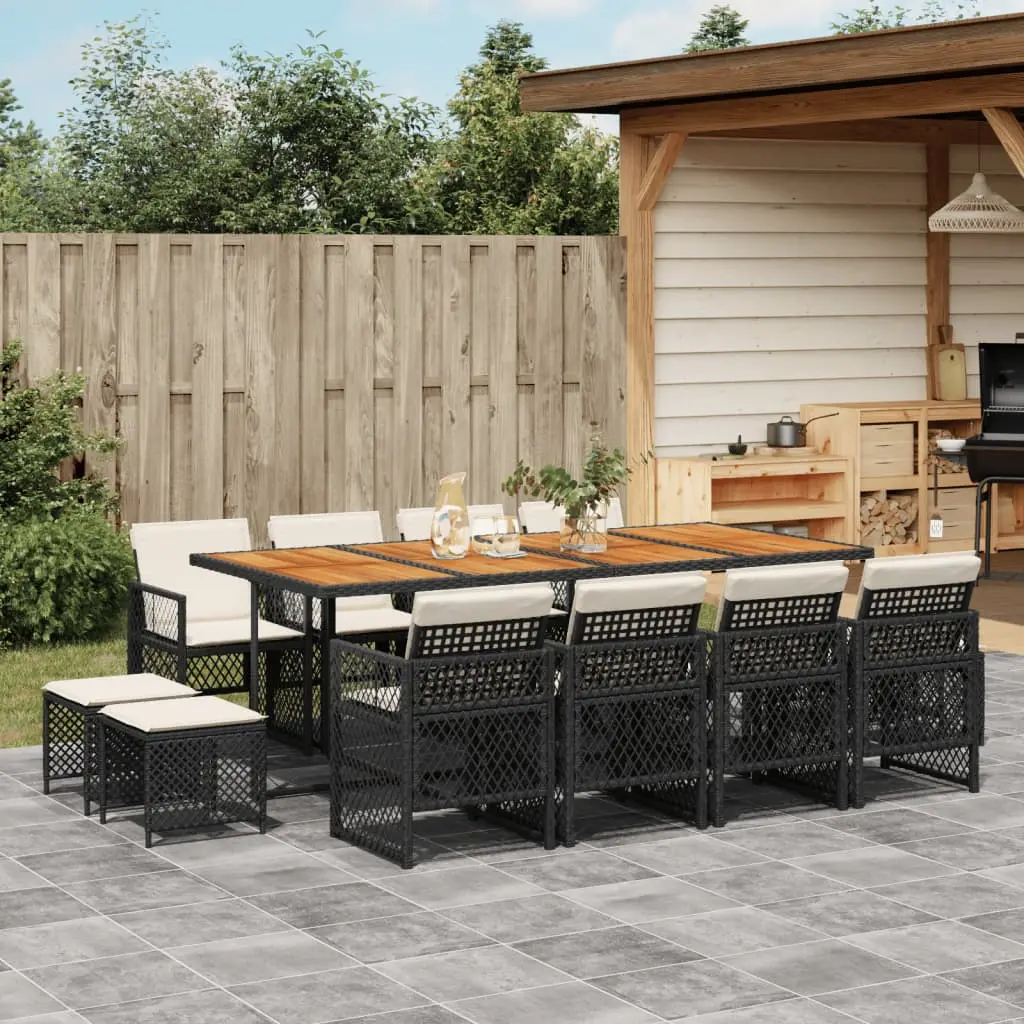 Ensemble à manger de jardin 13 pcs coussins noir résine tressée vidaXL 3210807