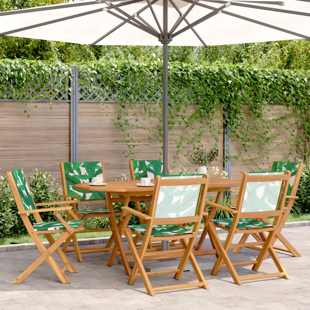 Ensemble à manger de jardin 7 pcs motif de feuilles tissu bois vidaXL 3281716