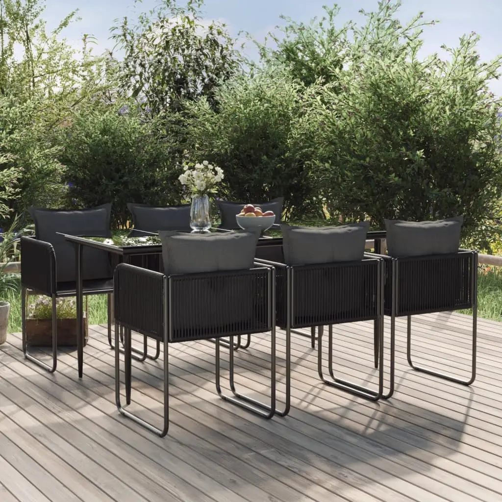 Ensemble à manger de jardin 7 pcs Noir vidaXL 3156501