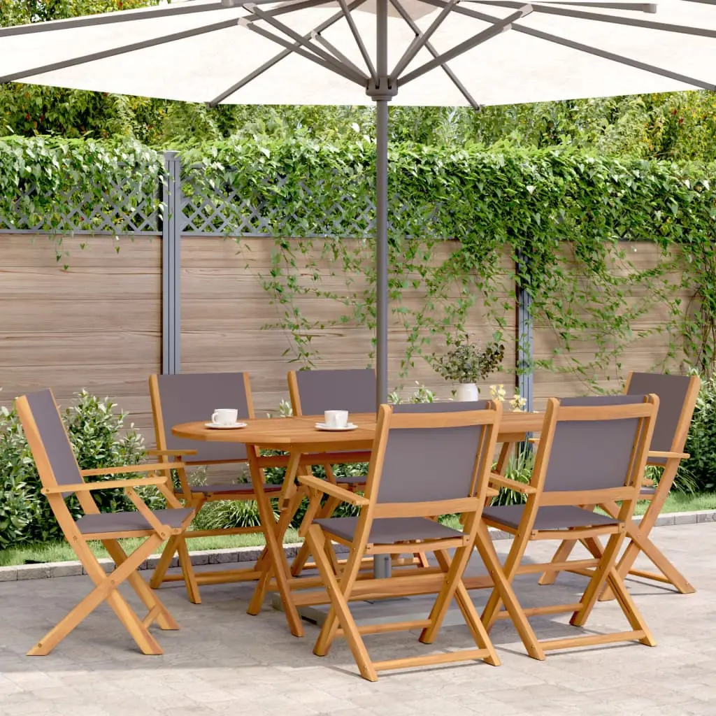 Ensemble à manger de jardin 7 pcs anthracite tissu bois massif vidaXL 3281713