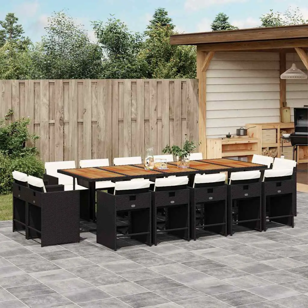 Ensemble à manger de jardin 15 pcs coussins noir résine tressée vidaXL 3211239