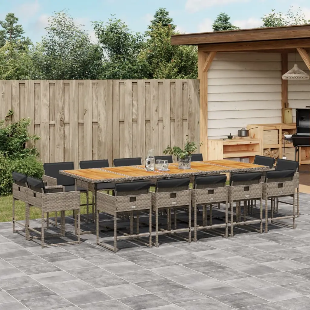 Ensemble à manger de jardin 15 pcs coussins gris résine tressée vidaXL 3278185