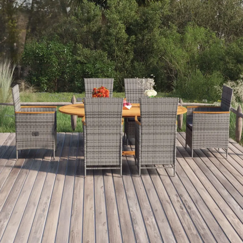 Ensemble à manger de jardin 7 pcs Résine tressée Gris vidaXL 3070770