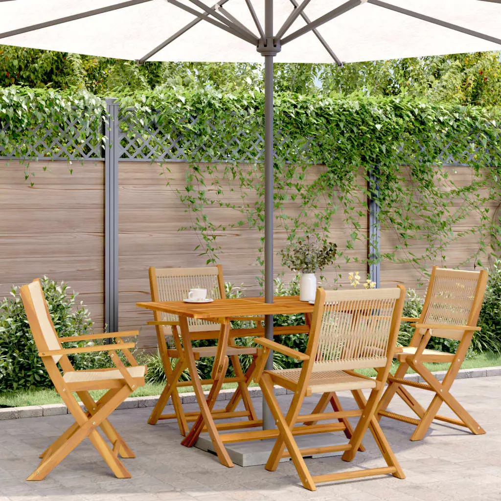 Ensemble à manger de jardin 5pcs beige polypropylène et bois vidaXL 3281699
