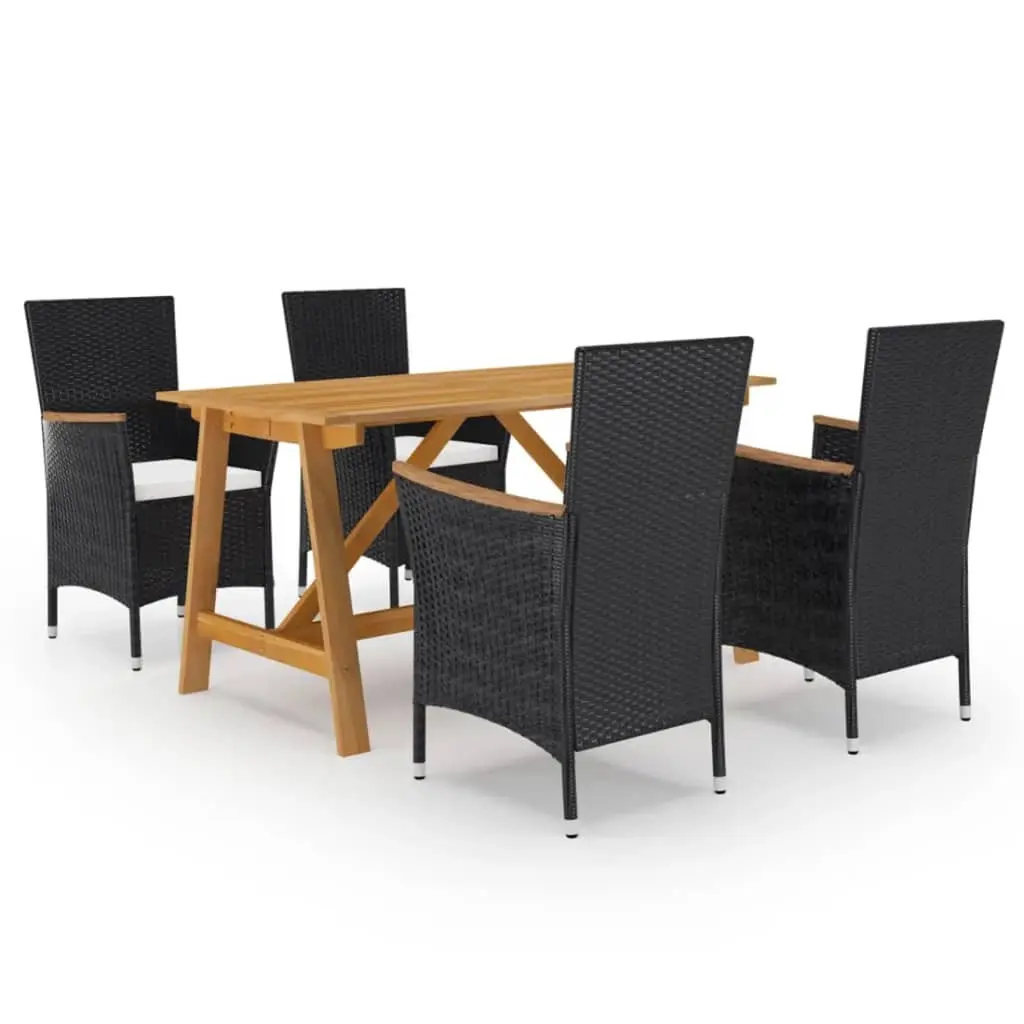 Ensemble à manger de jardin 5 pcs Noir vidaXL 3068739