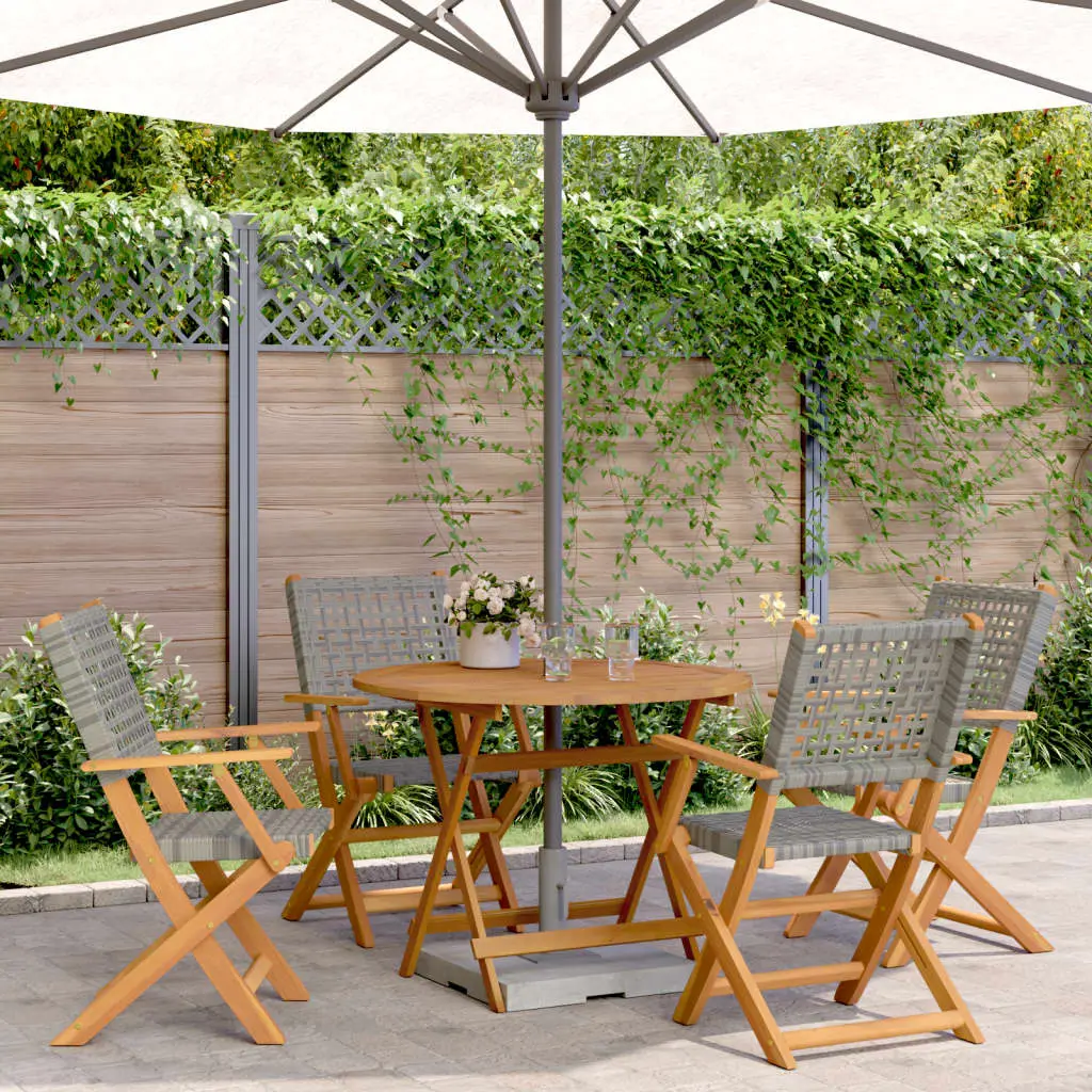 Ensemble à manger de jardin 5 pcs résine tressée et bois massif vidaXL 3281815