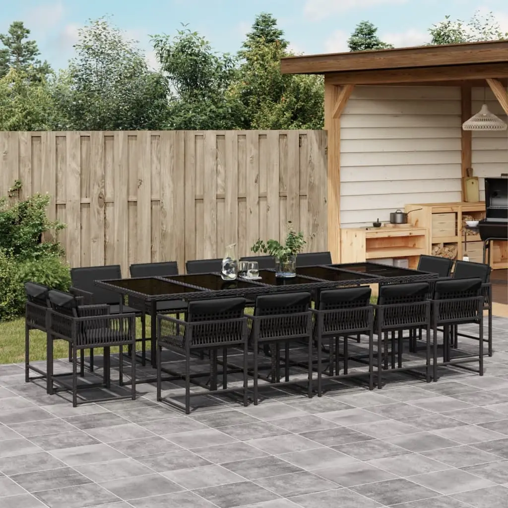 Ensemble à manger de jardin 15 pcs coussins noir résine tressée vidaXL 3211591