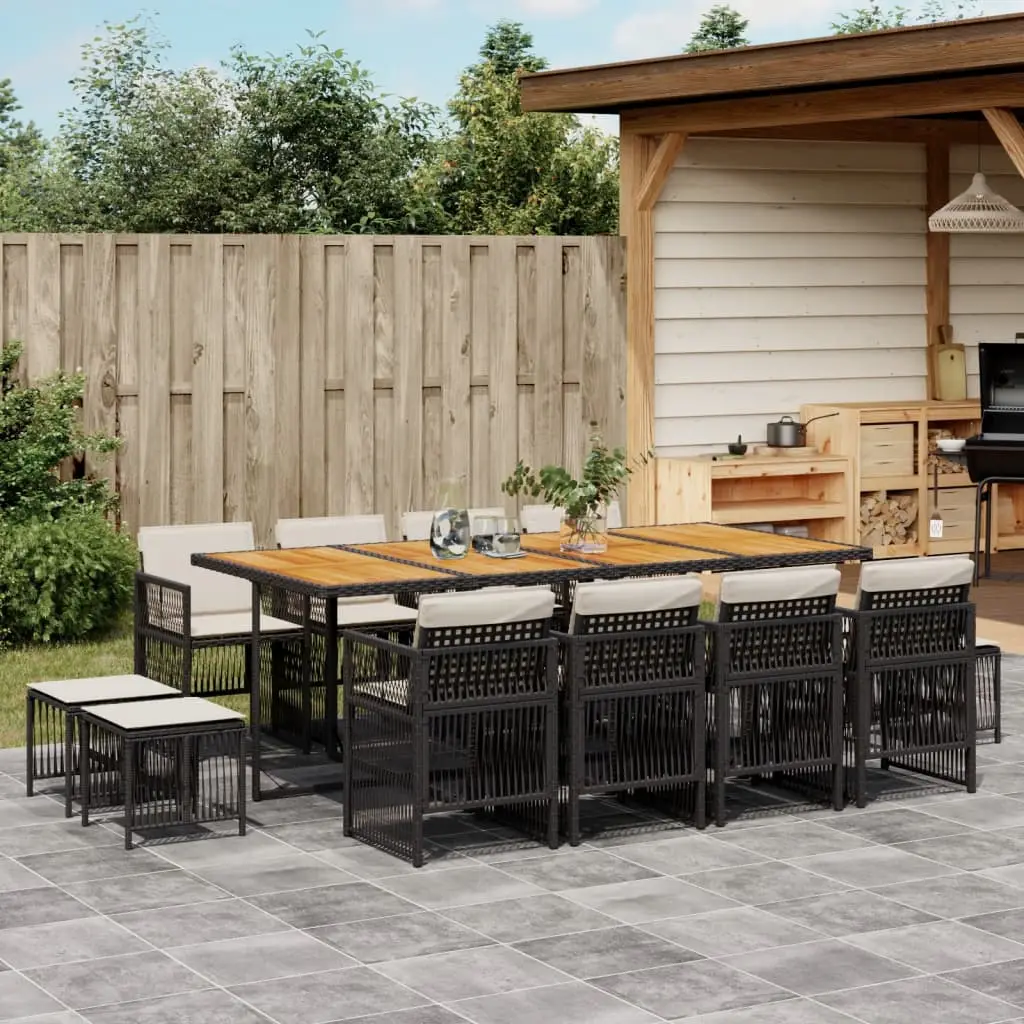 Ensemble à manger de jardin 13 pcs coussins noir résine tressée vidaXL 3210987