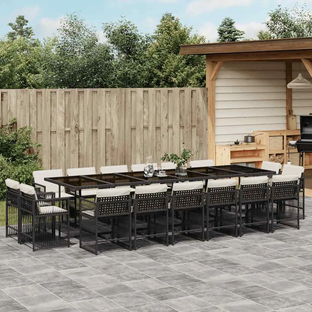 Ensemble à manger de jardin 17 pcs coussins noir résine tressée vidaXL 3211782