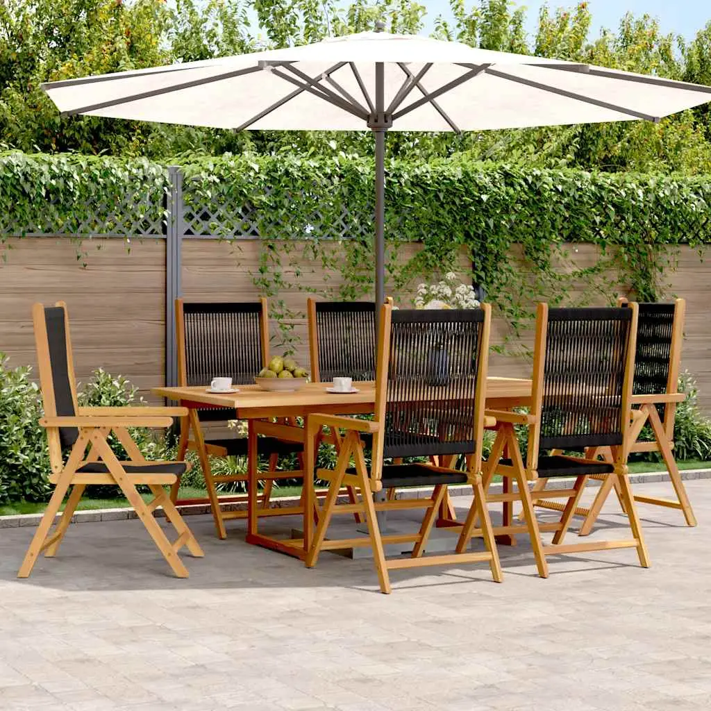 Ensemble à Manger de jardin 7pcs noir polypropylène bois massif vidaXL 3281733