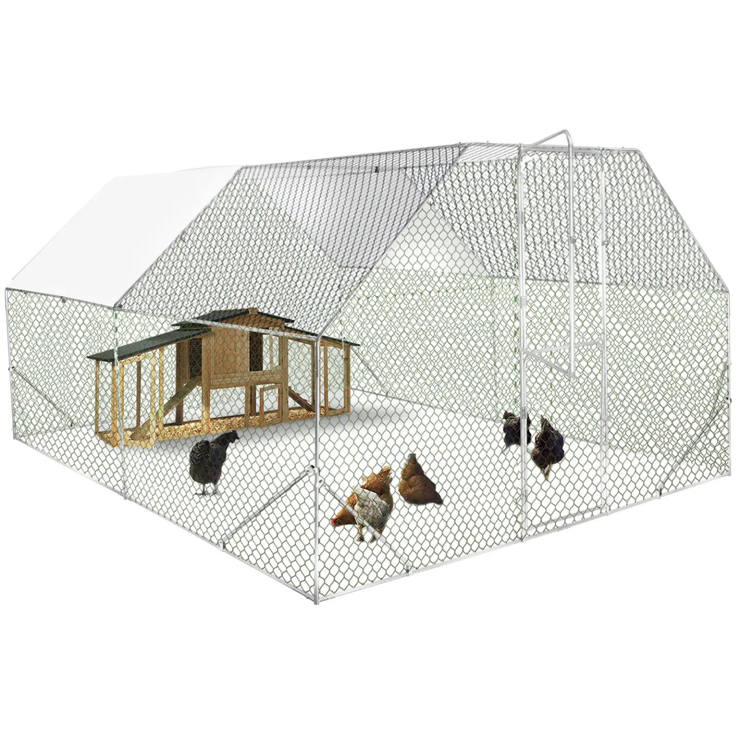 Enclos poulailler porte double battant 12 m² PRESTIGE parc grillagé 3×4 M acier galvanisé