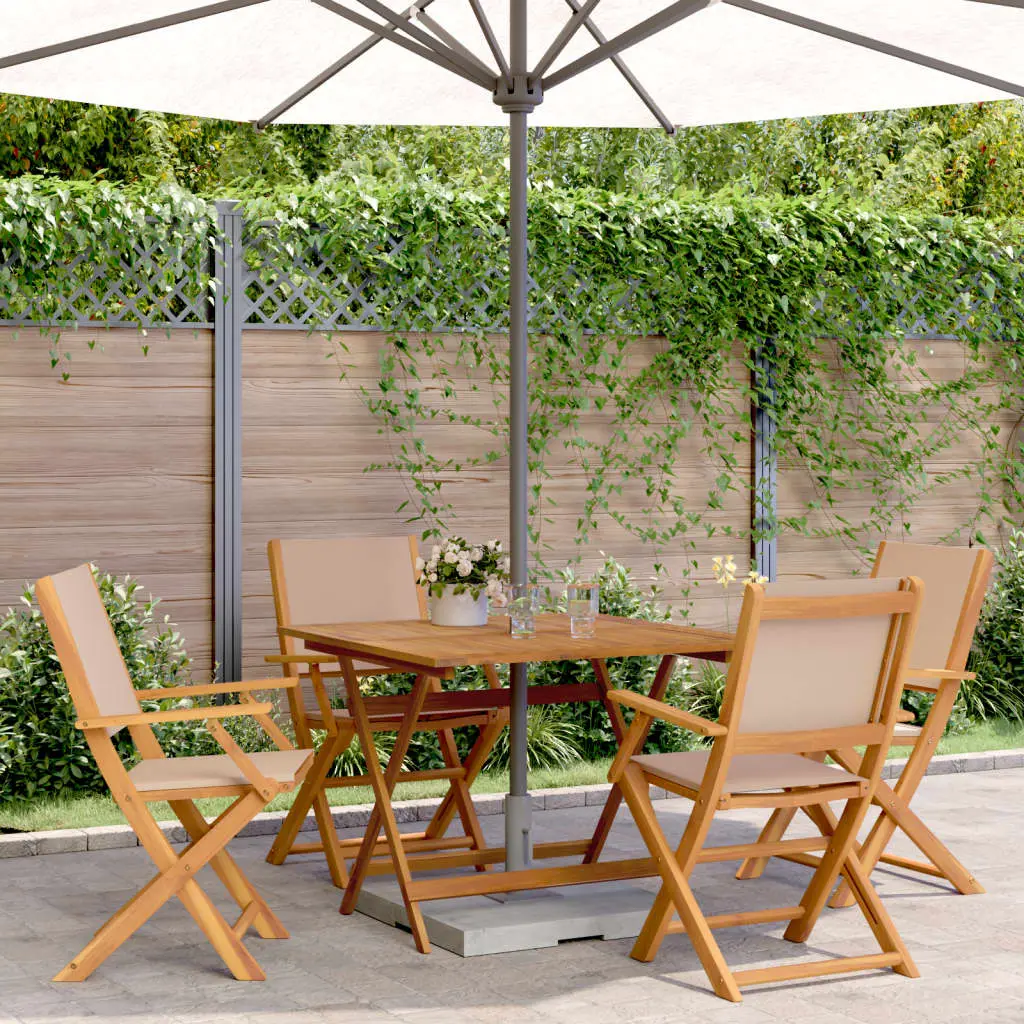 Ensemble à manger de jardin 5 pcs taupe tissu et bois massif vidaXL 3281834