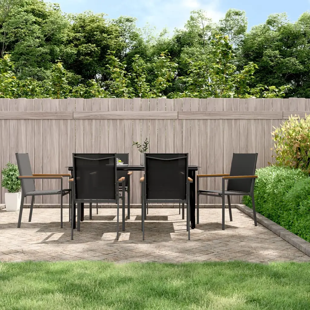Ensemble à manger de jardin 7 pcs noir textilène et acier vidaXL 3187046