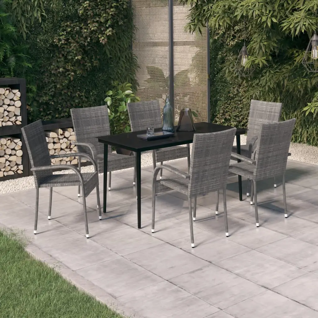 Ensemble à manger de jardin 7 pcs Gris et noir vidaXL 3099410