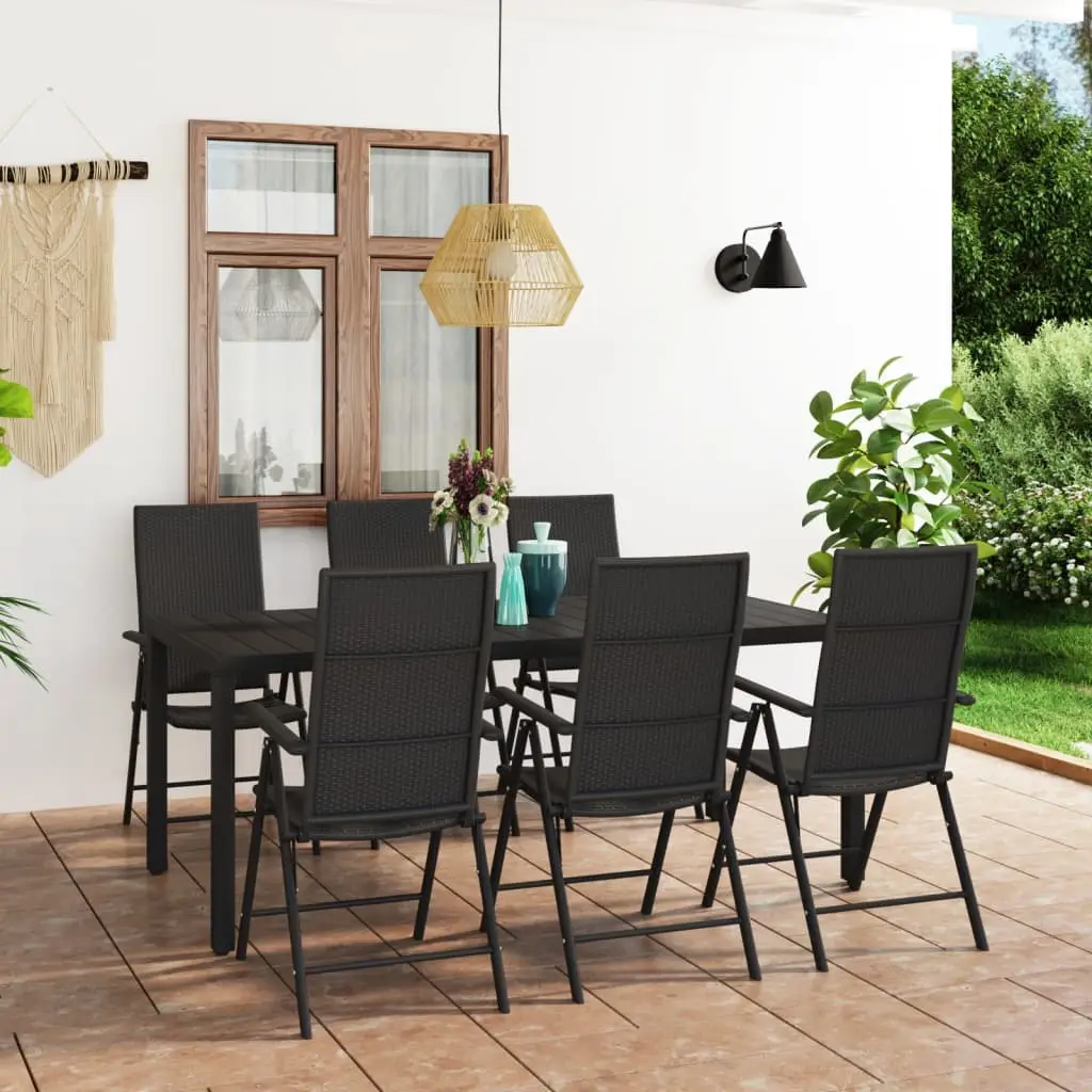 Ensemble à manger de jardin 7 pcs noir vidaXL 3060062