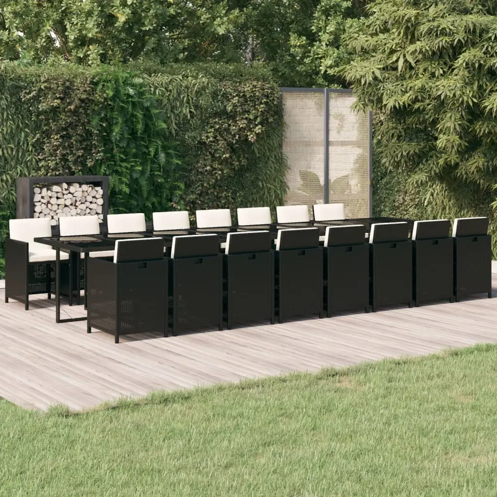 Ensemble à manger de jardin 17 pcs coussins noir résine tressée vidaXL 3095665