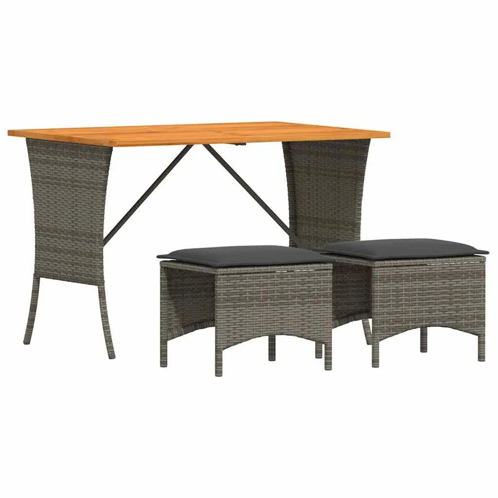 Ensemble à manger de jardin 3 pcs | Mobilier d’extérieur coussins gris résine tressée Maison Chic