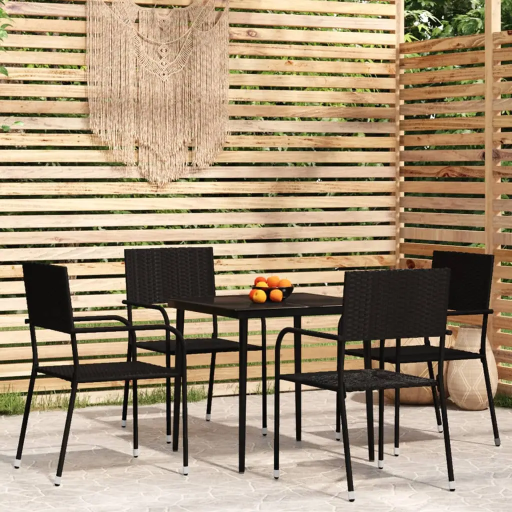 Ensemble à manger de jardin 5 pcs Noir vidaXL 3099590