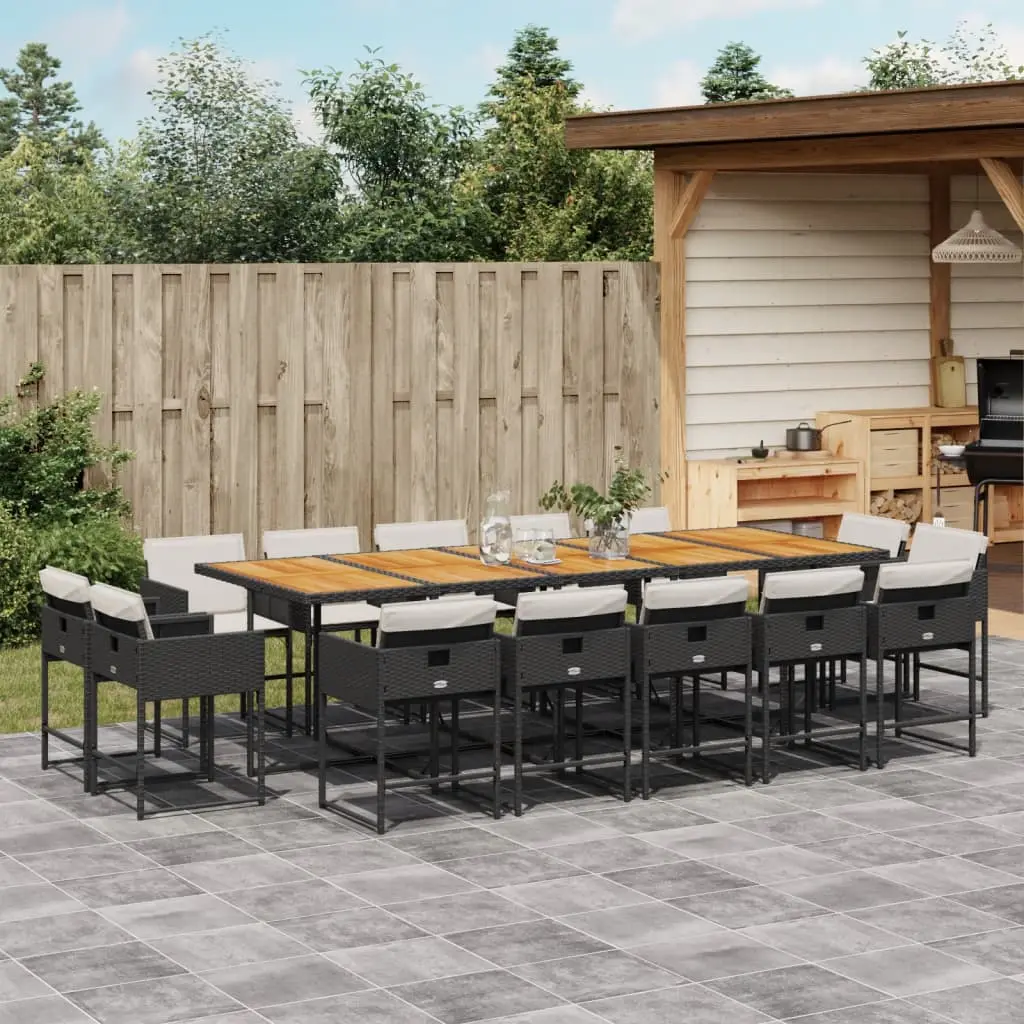 Ensemble à manger de jardin 15 pcs coussins noir résine tressée vidaXL 3211419