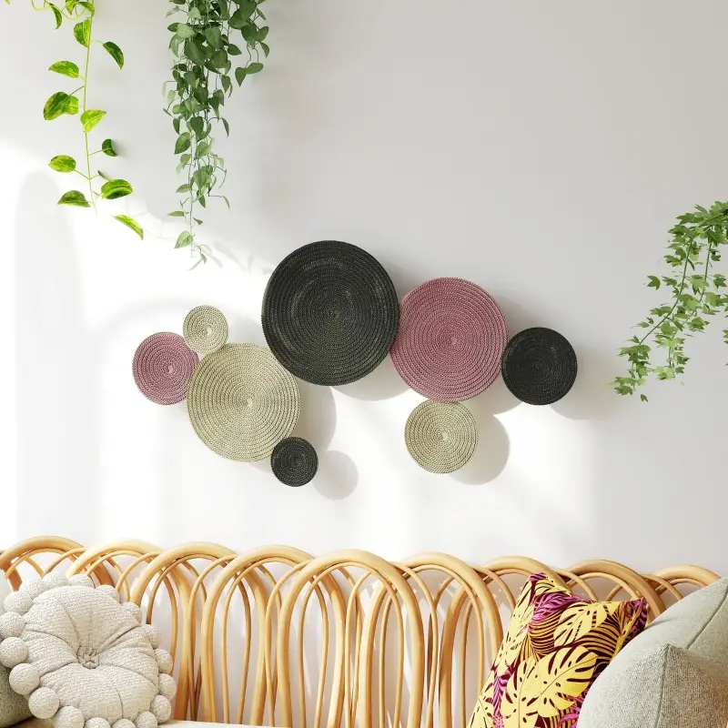 Décoration murale métal salon chambre design 8 disques 110x58cm multicolore – ComfortXL Outdoor Living