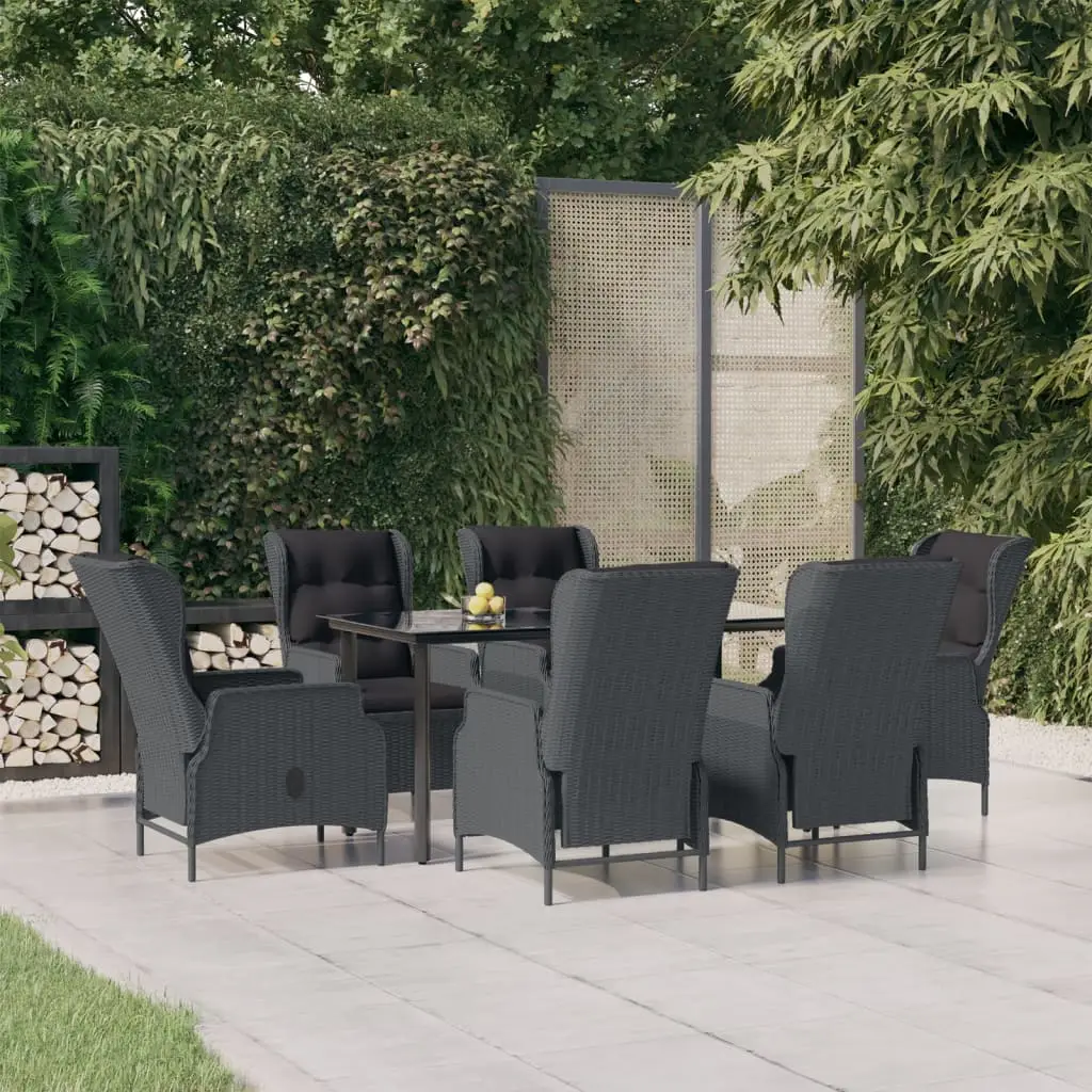 Ensemble à manger de jardin 7 pcs Gris foncé Résine tressée vidaXL 3156791