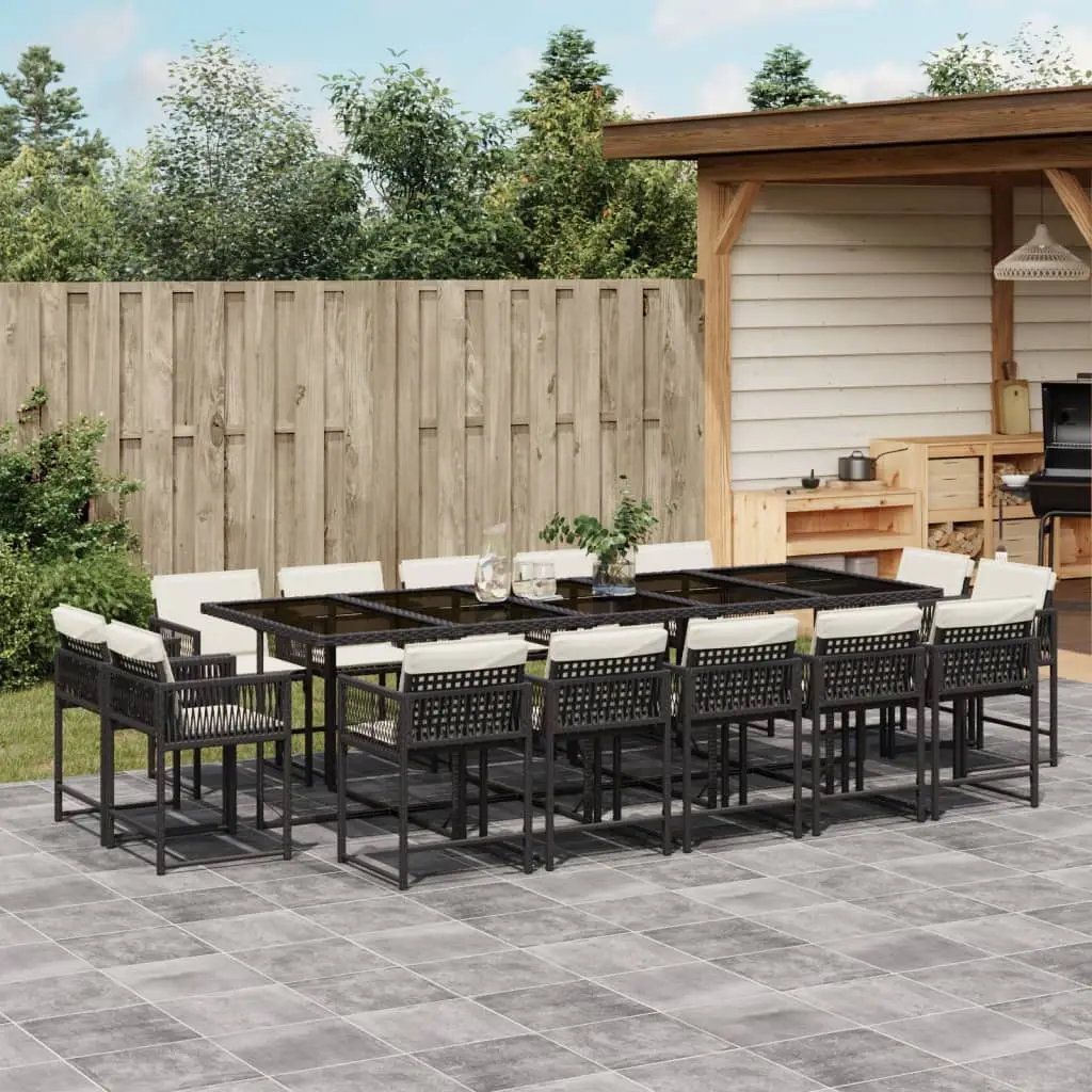 Ensemble à manger de jardin 15 pcs coussins noir résine tressée vidaXL 3211590