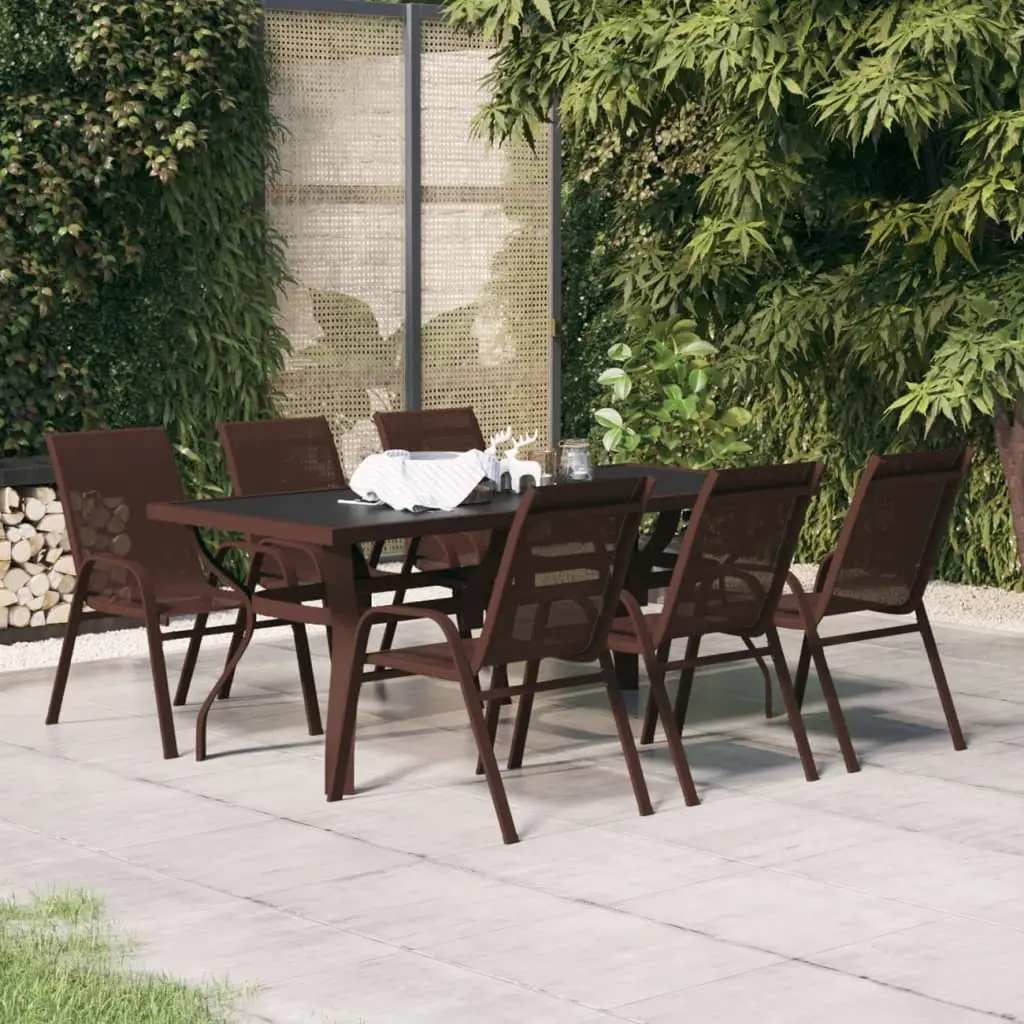 Ensemble à manger de jardin 7 pcs Marron et noir vidaXL 3095990