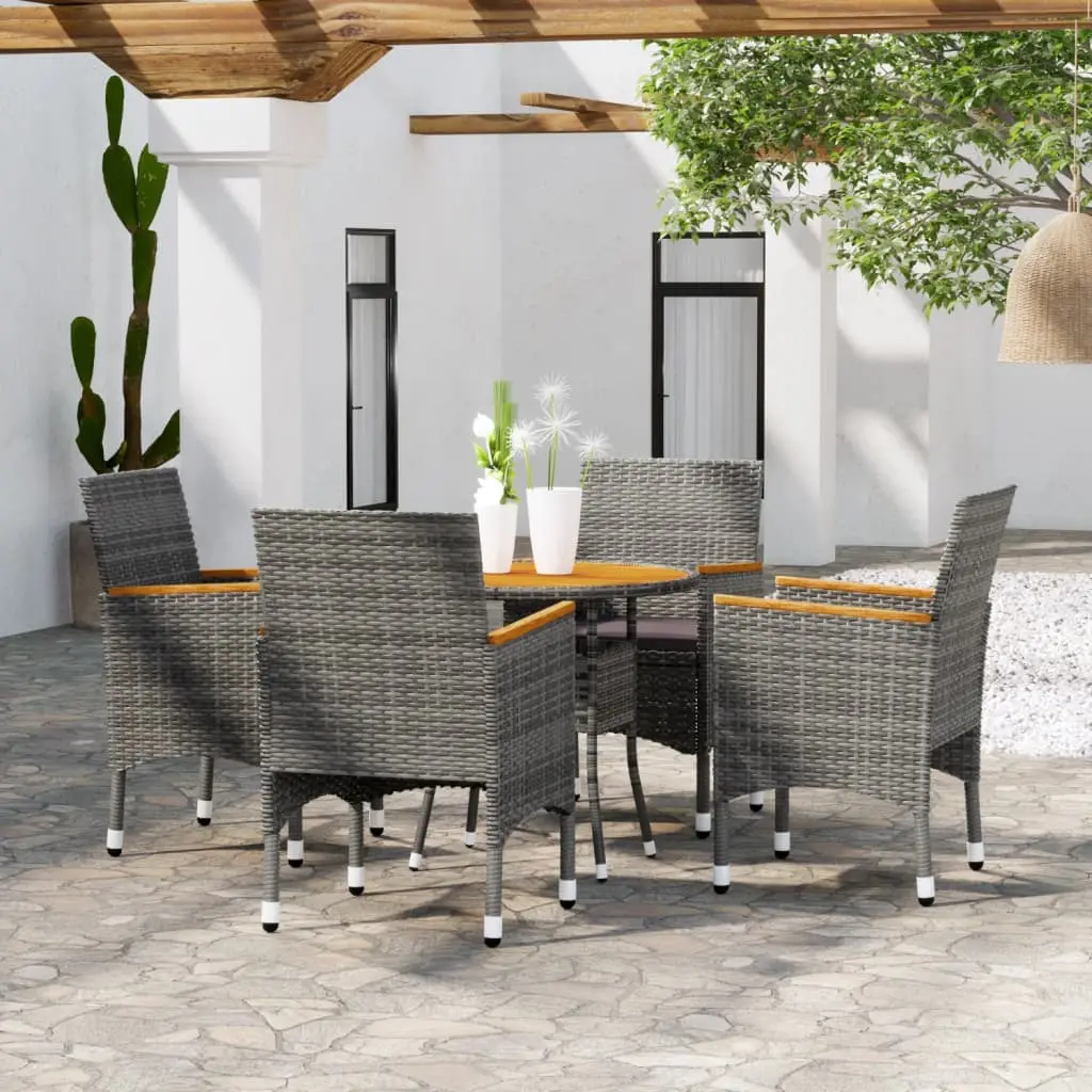 Ensemble à manger de jardin 5 pcs Résine tressée Gris vidaXL 3058497
